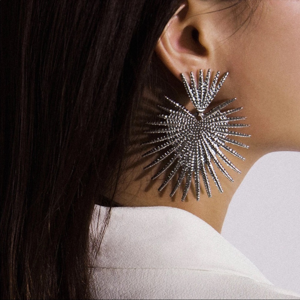 Vintage big earrings silver plated